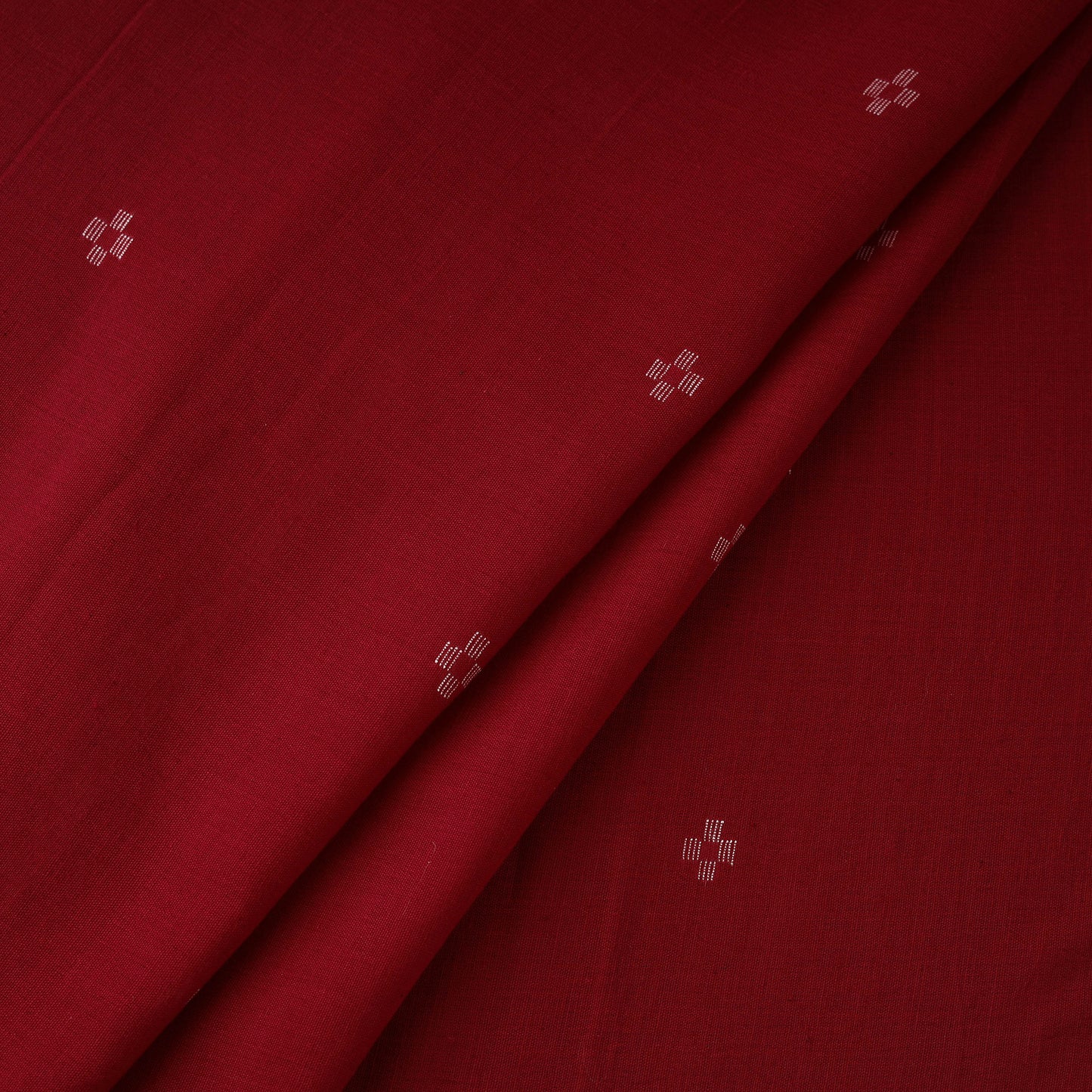 Red - Phulia Jamdani Buti Pure Handloom Cotton Fabric (Count 84/84) 41