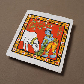Handpainted Cheriyal Scroll Painting by Dhanalakota Sai Kiran (6 x 6 in) 43