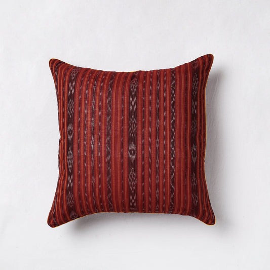 Orange - Sambalpuri Ikat Cotton Cushion Cover (16 x 16 in)
