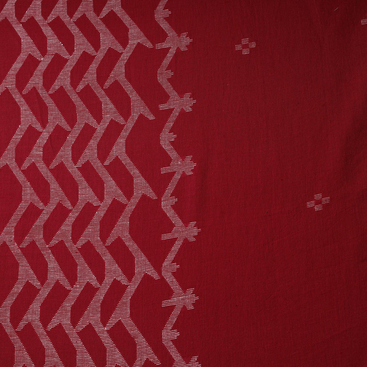 Red - Phulia Jamdani Buti Pure Handloom Cotton Fabric (Count 84/84) 41