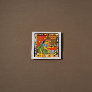 Handpainted Cheriyal Scroll Painting by Dhanalakota Sai Kiran (6 x 6 in) 44