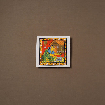 Handpainted Cheriyal Scroll Painting by Dhanalakota Sai Kiran (6 x 6 in) 44