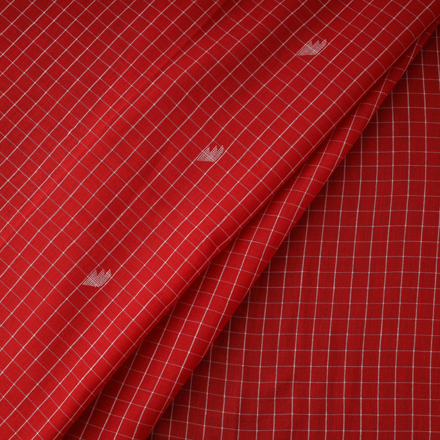 Red - Phulia Jamdani Buti Pure Handloom Cotton Fabric (Count 84/84) 40