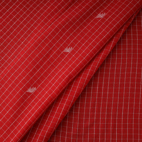 Red - Phulia Jamdani Buti Pure Handloom Cotton Fabric (Count 84/84) 40