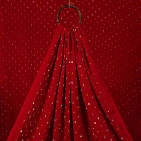 Red - Kutch Bandhani Tie-Dye Modal Silk Fabric 01