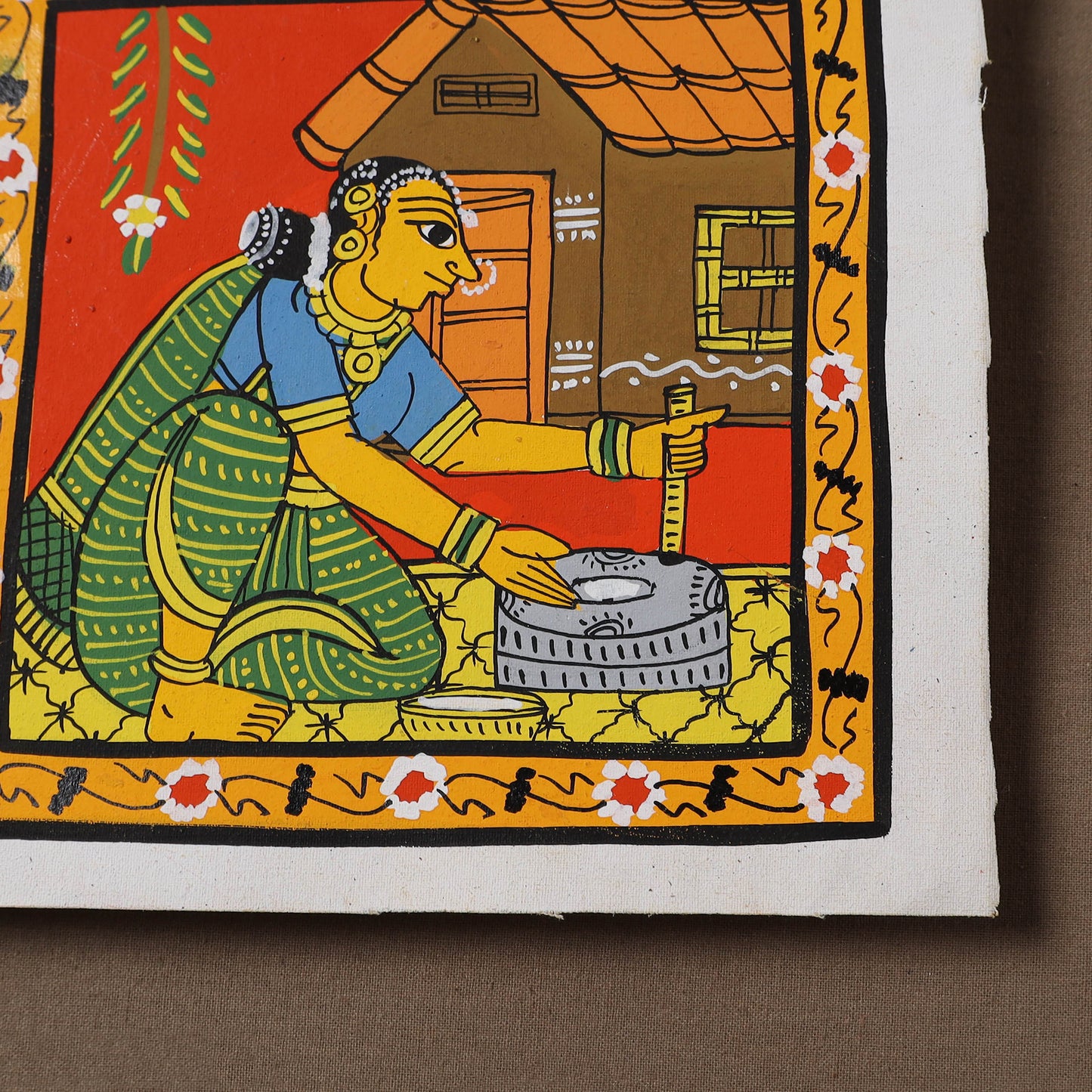 Handpainted Cheriyal Scroll Painting by Dhanalakota Sai Kiran (6 x 6 in) 44