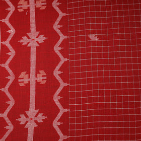 Red - Phulia Jamdani Buti Pure Handloom Cotton Fabric (Count 84/84) 40