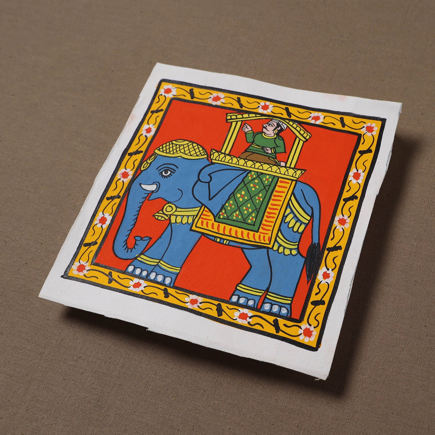 Handpainted Cheriyal Scroll Painting by Dhanalakota Sai Kiran (6 x 6 in) 45