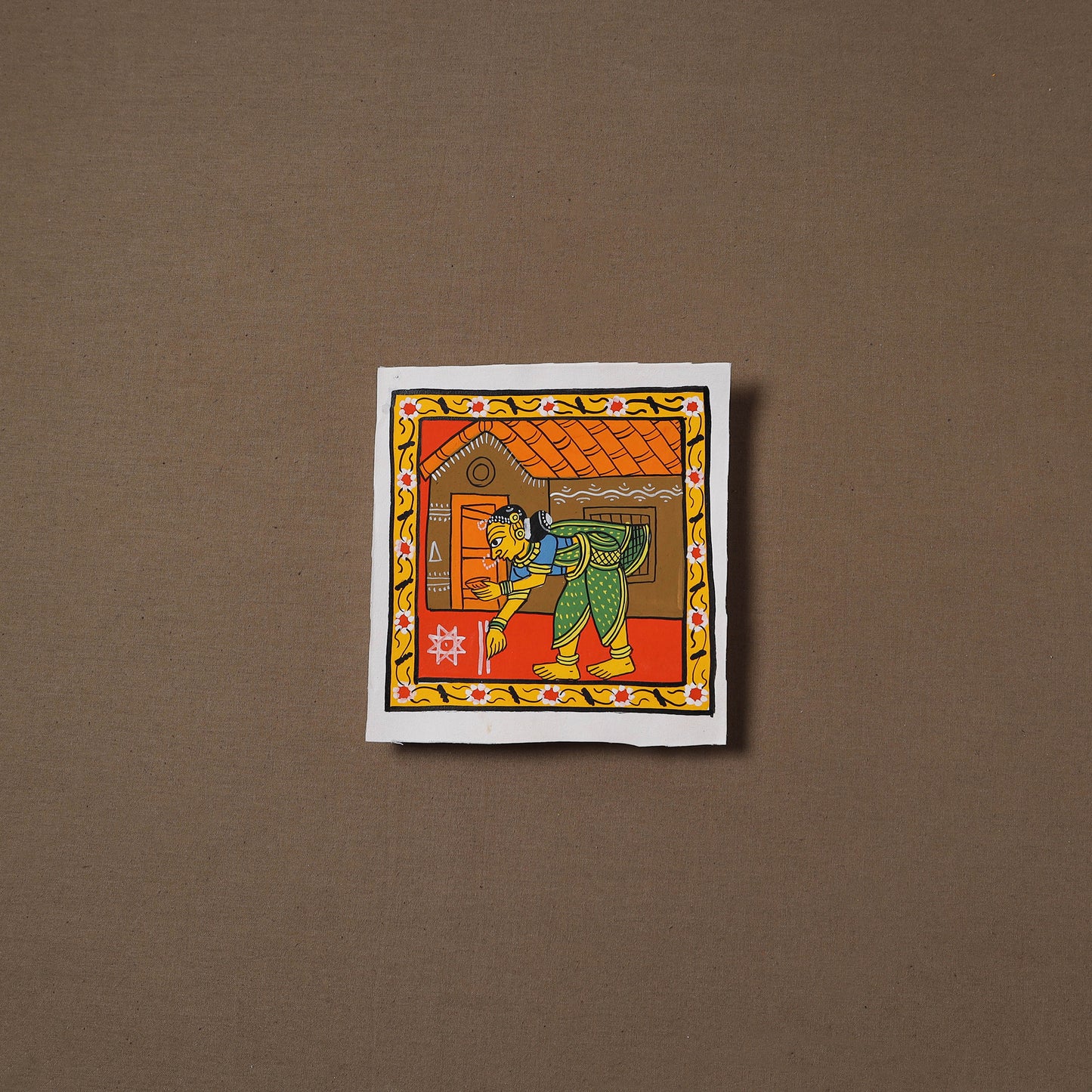 Handpainted Cheriyal Scroll Painting by Dhanalakota Sai Kiran (6 x 6 in) 46