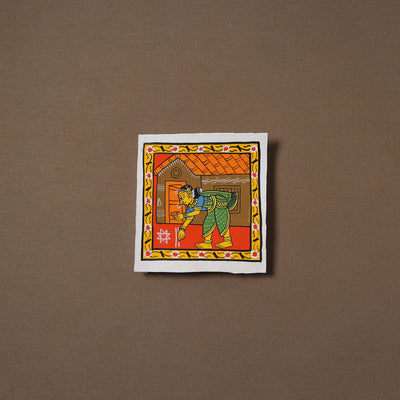 Handpainted Cheriyal Scroll Painting by Dhanalakota Sai Kiran (6 x 6 in) 46