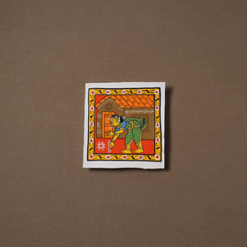 Handpainted Cheriyal Scroll Painting by Dhanalakota Sai Kiran (6 x 6 in) 46