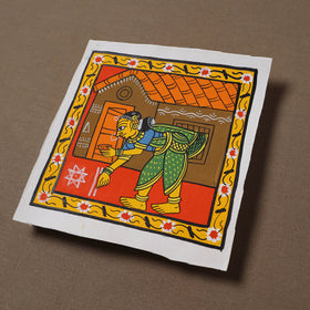 Handpainted Cheriyal Scroll Painting by Dhanalakota Sai Kiran (6 x 6 in) 46
