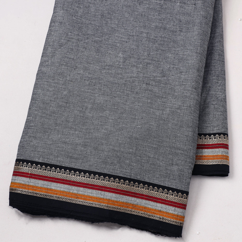 Grey - Dharwad Cotton Fabric with Thread Border 08