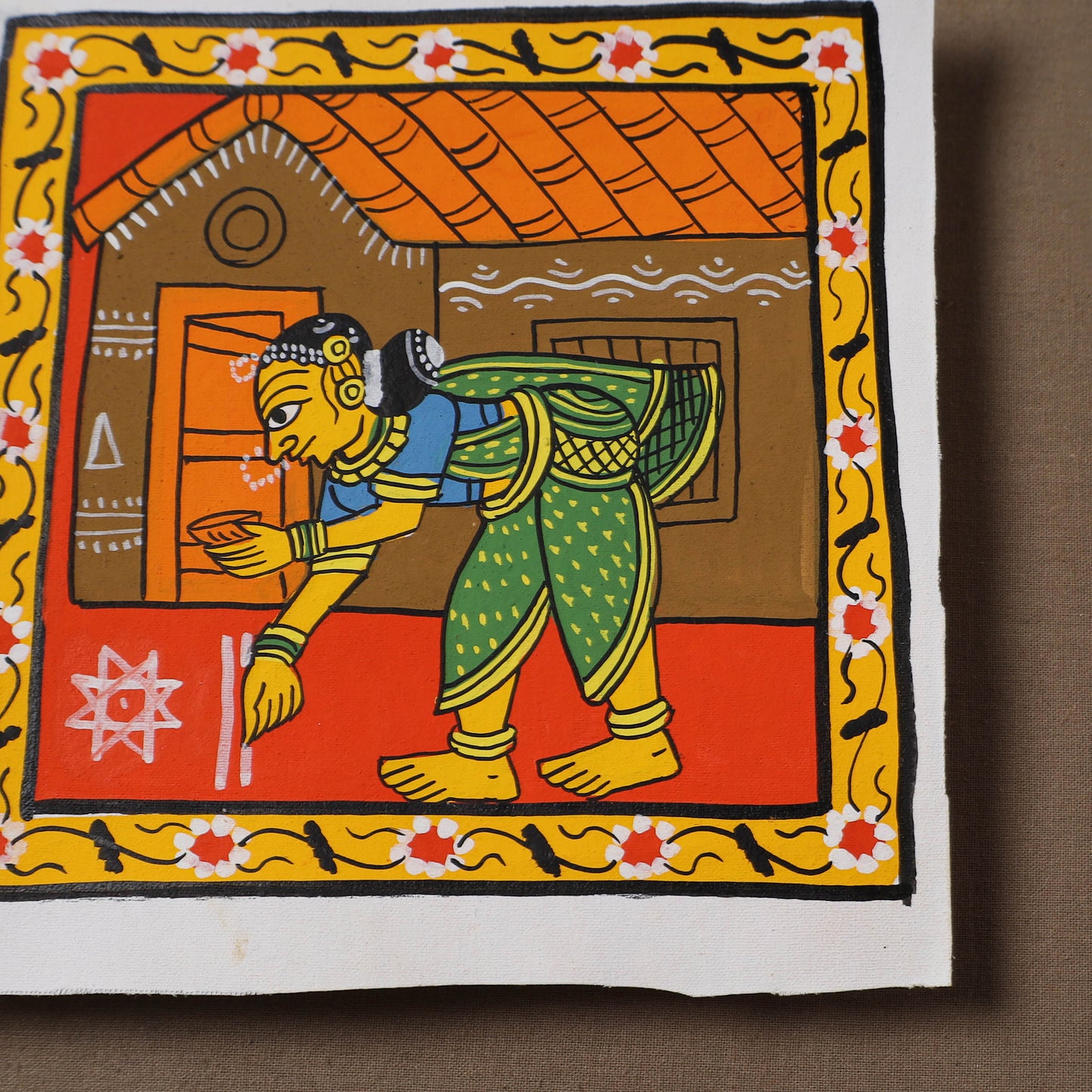 Handpainted Cheriyal Scroll Painting by Dhanalakota Sai Kiran (6 x 6 in) 46