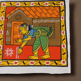 Handpainted Cheriyal Scroll Painting by Dhanalakota Sai Kiran (6 x 6 in) 46
