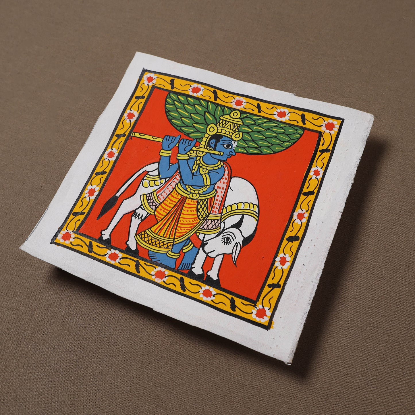 Handpainted Cheriyal Scroll Painting by Dhanalakota Sai Kiran (6 x 6 in) 47