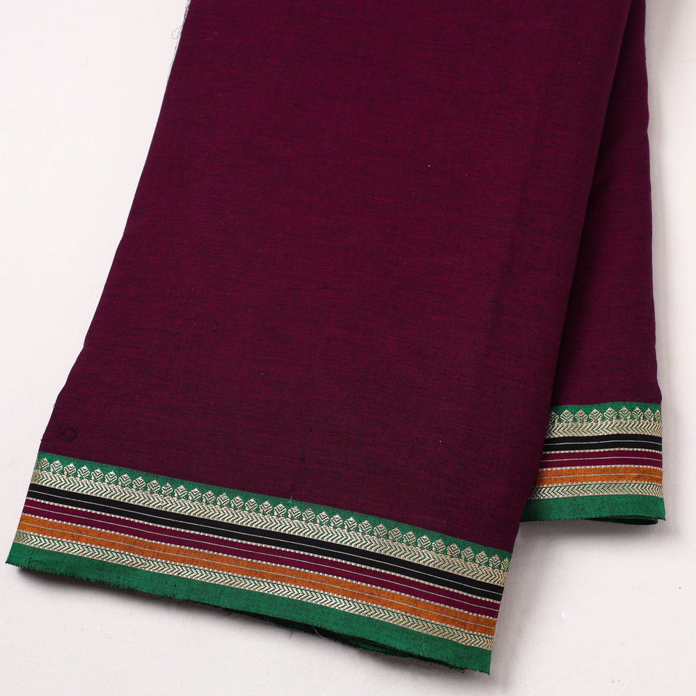 Purple - Dharwad Cotton Fabric with Thread Border 09