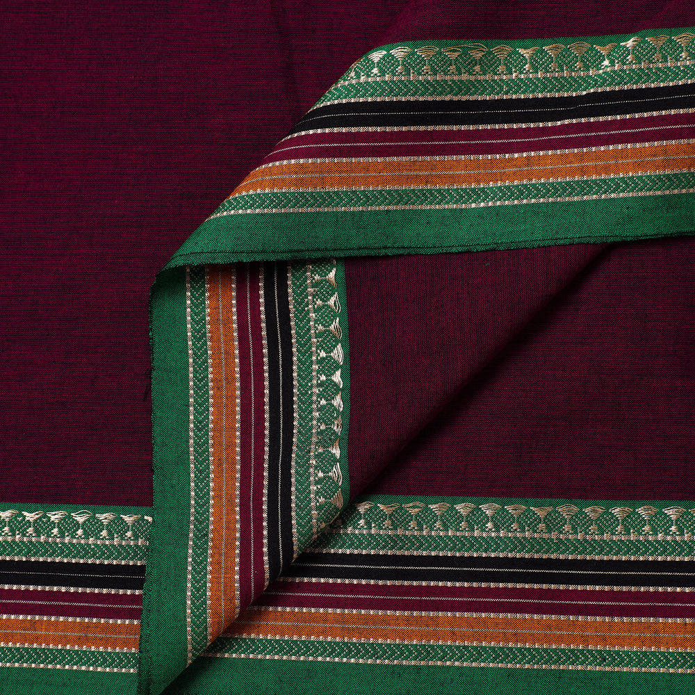 Purple - Dharwad Cotton Fabric with Thread Border 09