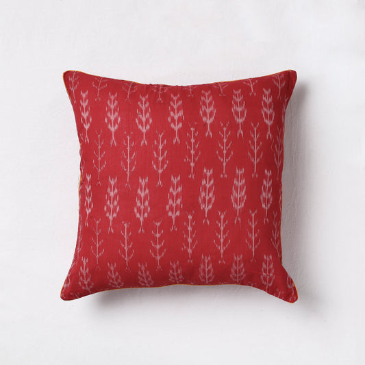 Red - Sambalpuri Ikat Cotton Cushion Cover (16 x 16 in)