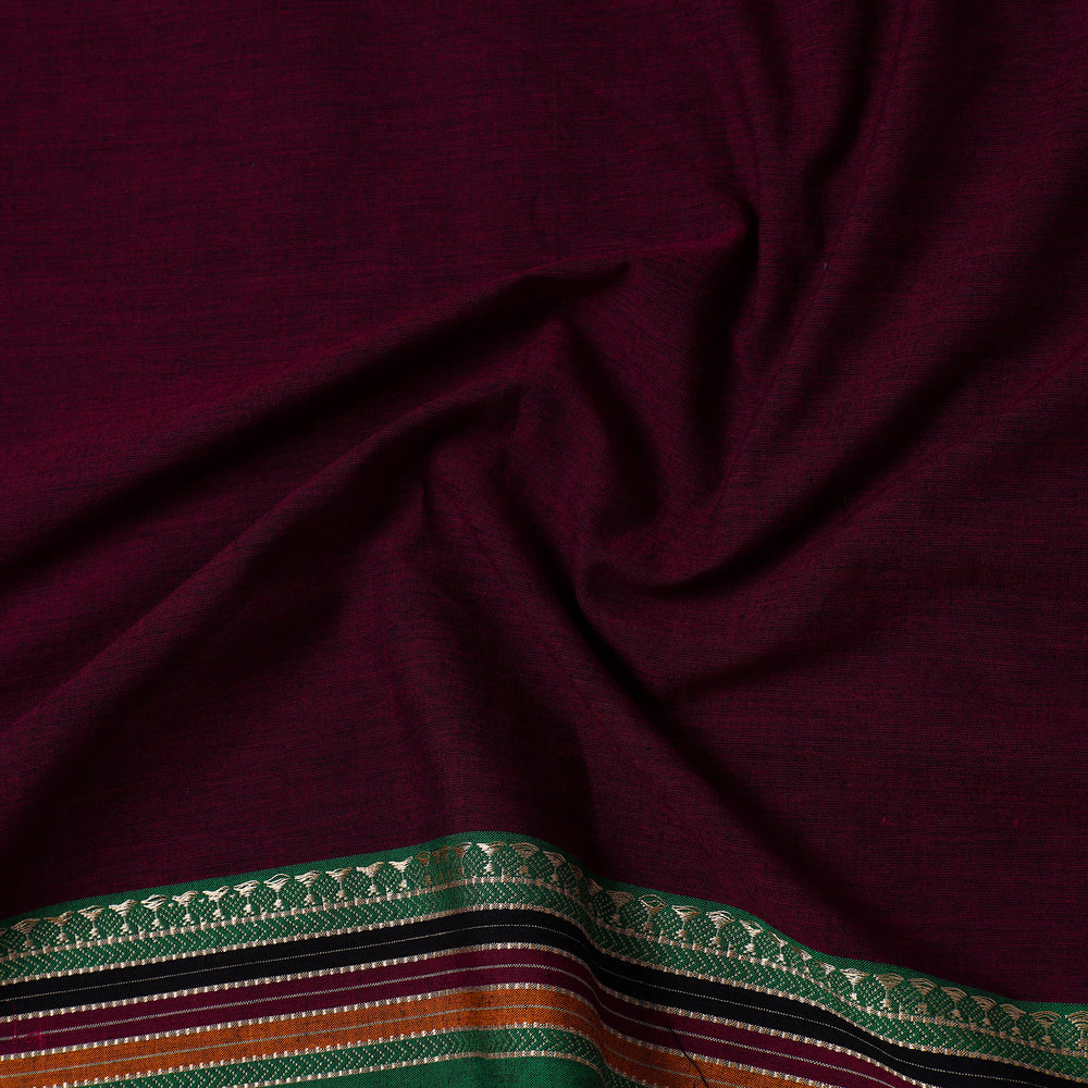 Purple - Dharwad Cotton Fabric with Thread Border 09