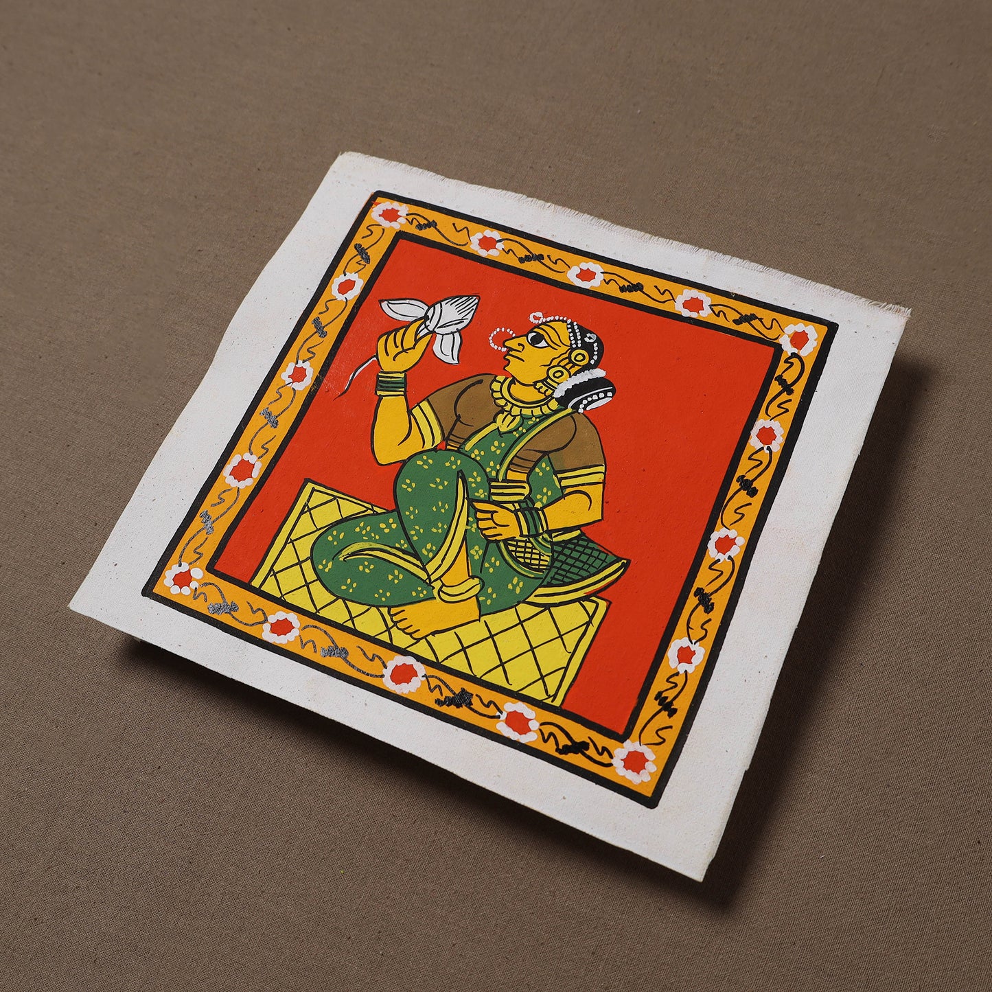 Handpainted Cheriyal Scroll Painting by Dhanalakota Sai Kiran (6 x 6 in) 48