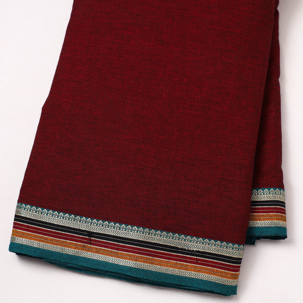 Maroon - Dharwad Cotton Fabric with Thread Border 10