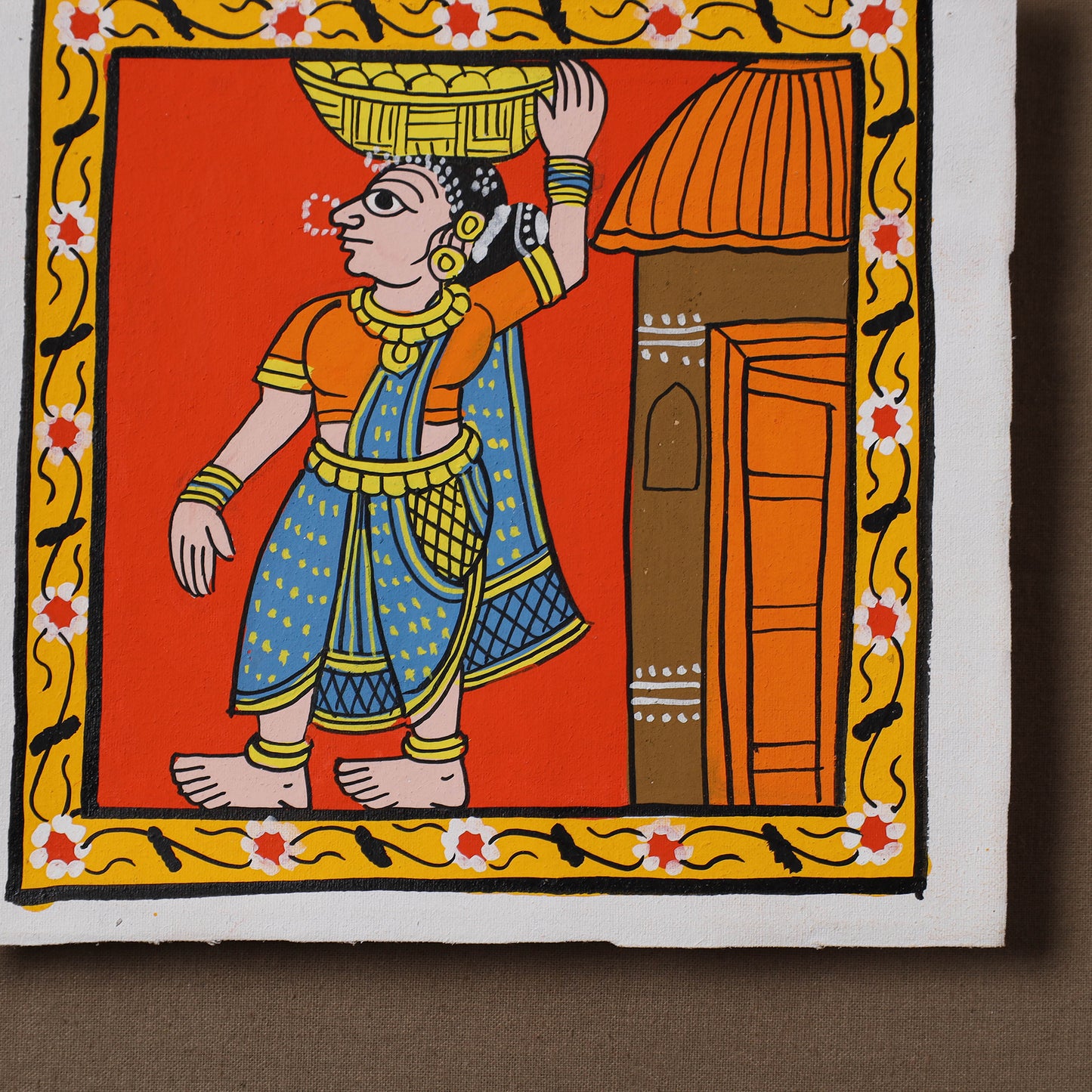 Handpainted Cheriyal Scroll Painting by Dhanalakota Sai Kiran (6 x 6 in) 49