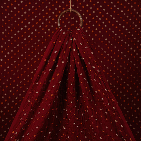Maroon - Kutch Bandhani Tie-Dye Modal Silk Fabric 08