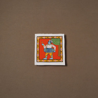 Handpainted Cheriyal Scroll Painting by Dhanalakota Sai Kiran (6 x 6 in) 50