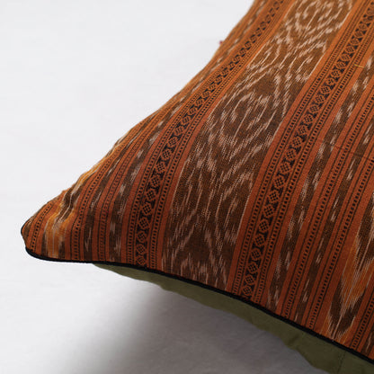 Orange - Sambalpuri Ikat Cotton Cushion Cover (16 x 16 in)