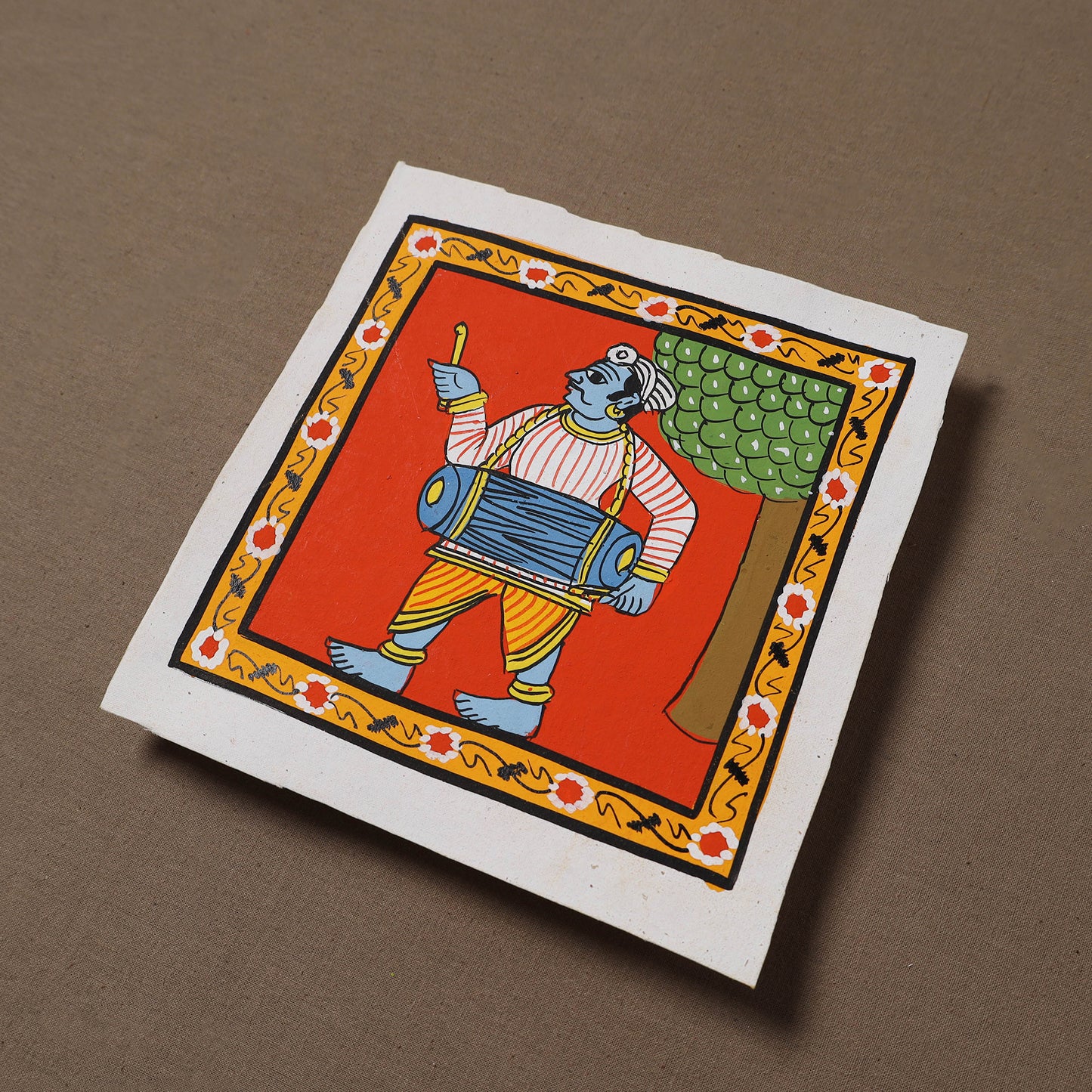 Handpainted Cheriyal Scroll Painting by Dhanalakota Sai Kiran (6 x 6 in) 50