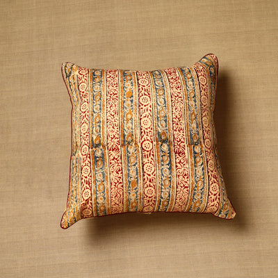 Multicolor - Block Print Cotton Kalamkari Cushion Cover (16 x 16 in) 73