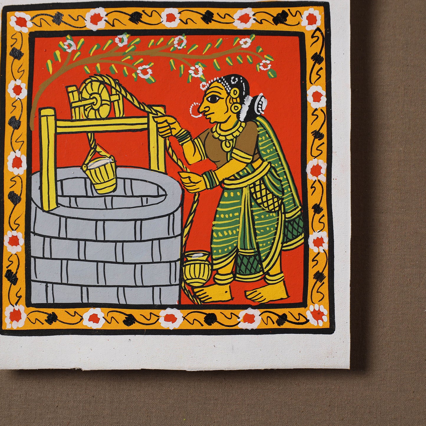 Handpainted Cheriyal Scroll Painting by Dhanalakota Sai Kiran (6 x 6 in) 51