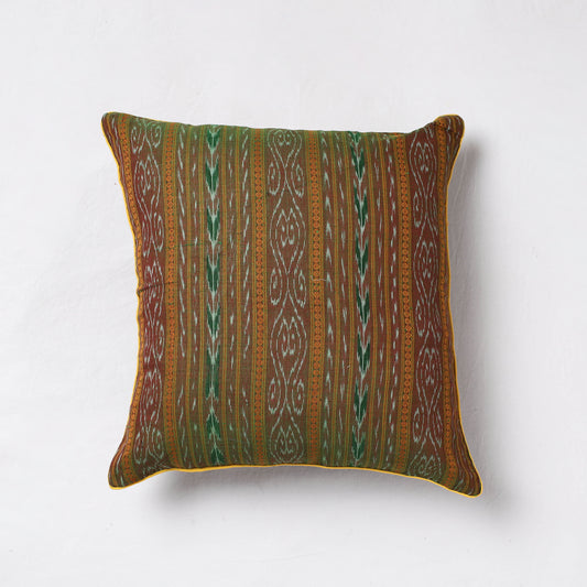 Brown - Sambalpuri Ikat Cotton Cushion Cover (16 x 16 in)