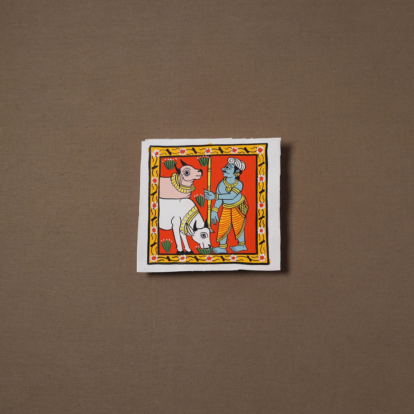 Handpainted Cheriyal Scroll Painting by Dhanalakota Sai Kiran (6 x 6 in) 52