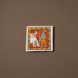 Handpainted Cheriyal Scroll Painting by Dhanalakota Sai Kiran (6 x 6 in) 52