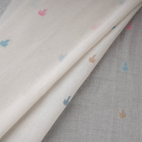 White - Phulia Jamdani Buti Pure Handloom Cotton Fabric (Count 92/60) 36