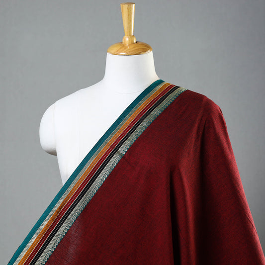 Maroon - Dharwad Cotton Fabric with Thread Border 10