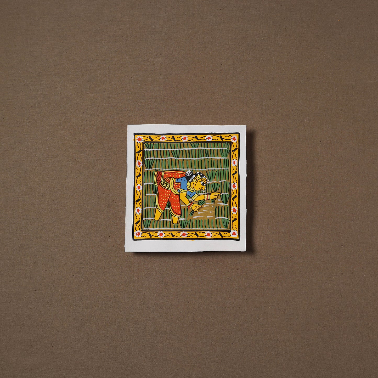 Handpainted Cheriyal Scroll Painting by Dhanalakota Sai Kiran (6 x 6 in) 53
