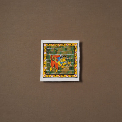 Handpainted Cheriyal Scroll Painting by Dhanalakota Sai Kiran (6 x 6 in) 53