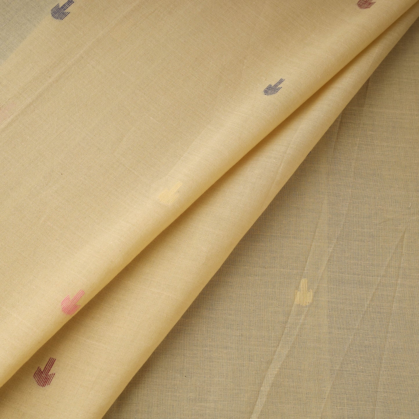 Beige - Phulia Jamdani Buti Pure Handloom Cotton Fabric (Count 92/60) 35
