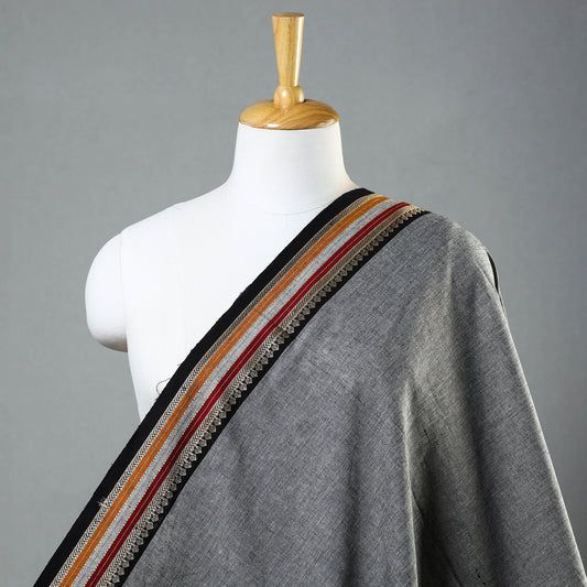 Grey - Dharwad Cotton Fabric with Thread Border 08