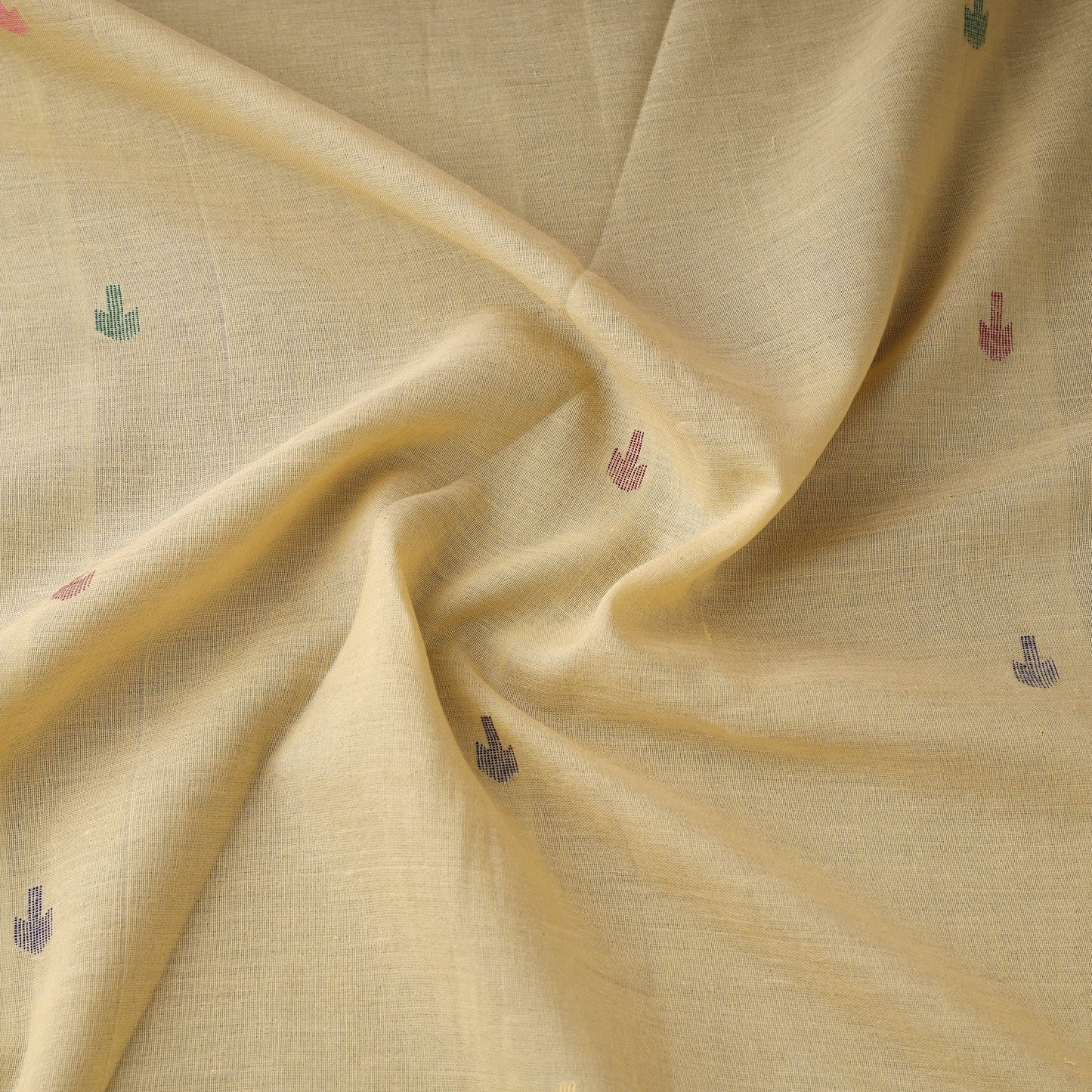 Beige - Phulia Jamdani Buti Pure Handloom Cotton Fabric (Count 92/60) 35