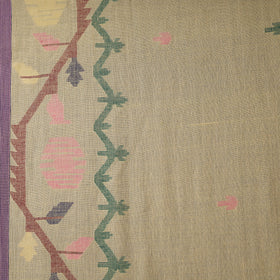 Beige - Phulia Jamdani Buti Pure Handloom Cotton Fabric (Count 92/60) 35