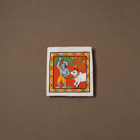 Handpainted Cheriyal Scroll Painting by Dhanalakota Sai Kiran (6 x 6 in) 54