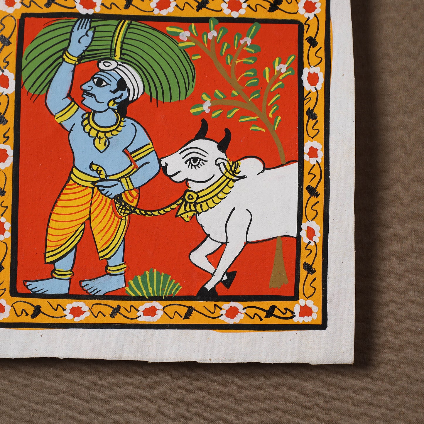 Handpainted Cheriyal Scroll Painting by Dhanalakota Sai Kiran (6 x 6 in) 54