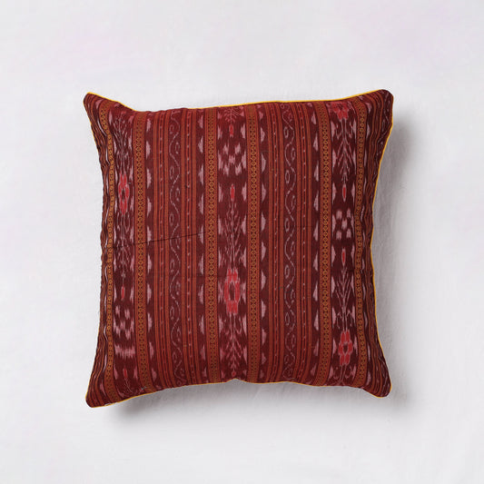 Maroon - Sambalpuri Ikat Cotton Cushion Cover (16 x 16 in)