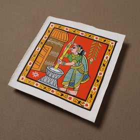 Handpainted Cheriyal Scroll Painting by Dhanalakota Sai Kiran (6 x 6 in) 55