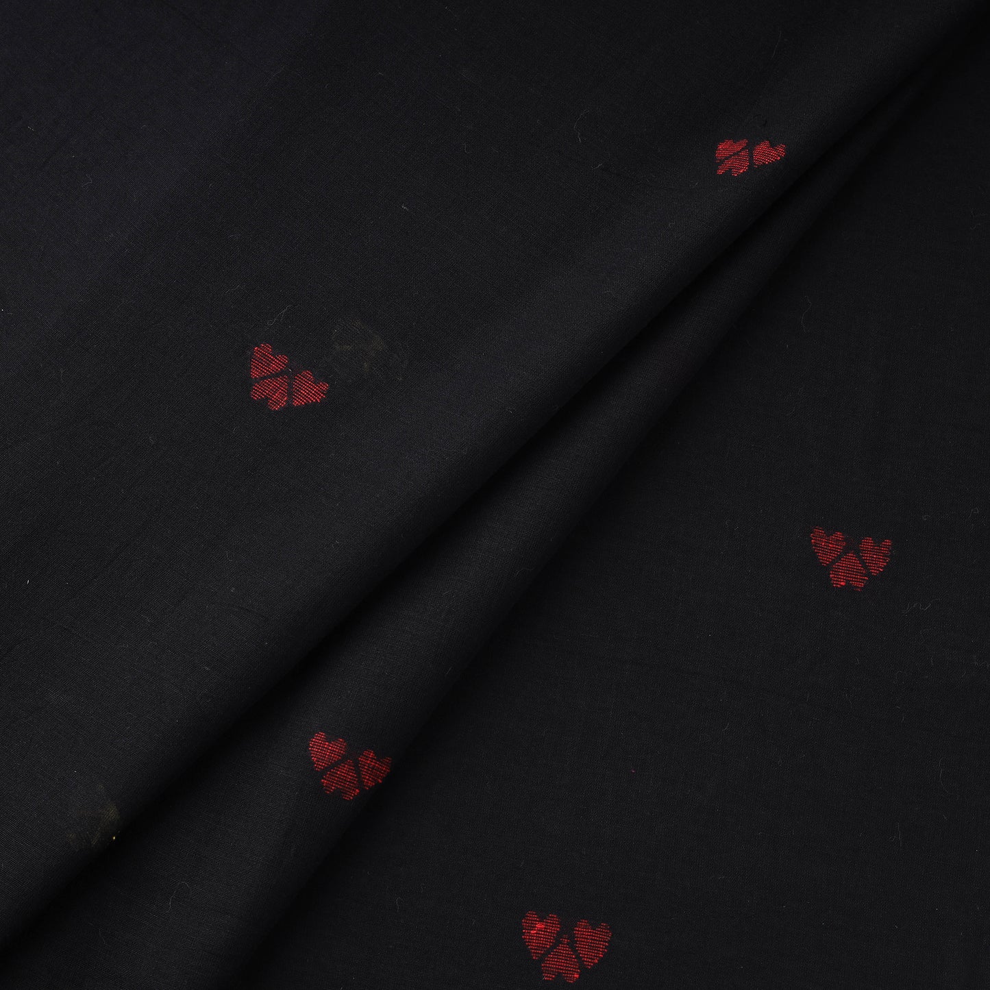Black - Phulia Jamdani Buti Pure Handloom Cotton Fabric (Count 92/92) 32