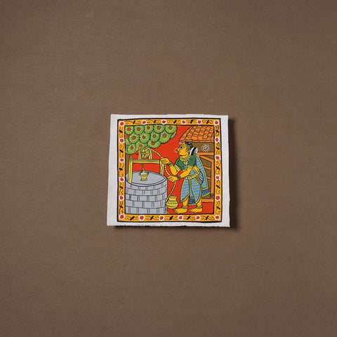 Handpainted Cheriyal Scroll Painting by Dhanalakota Sai Kiran (8 x 8 in) 56